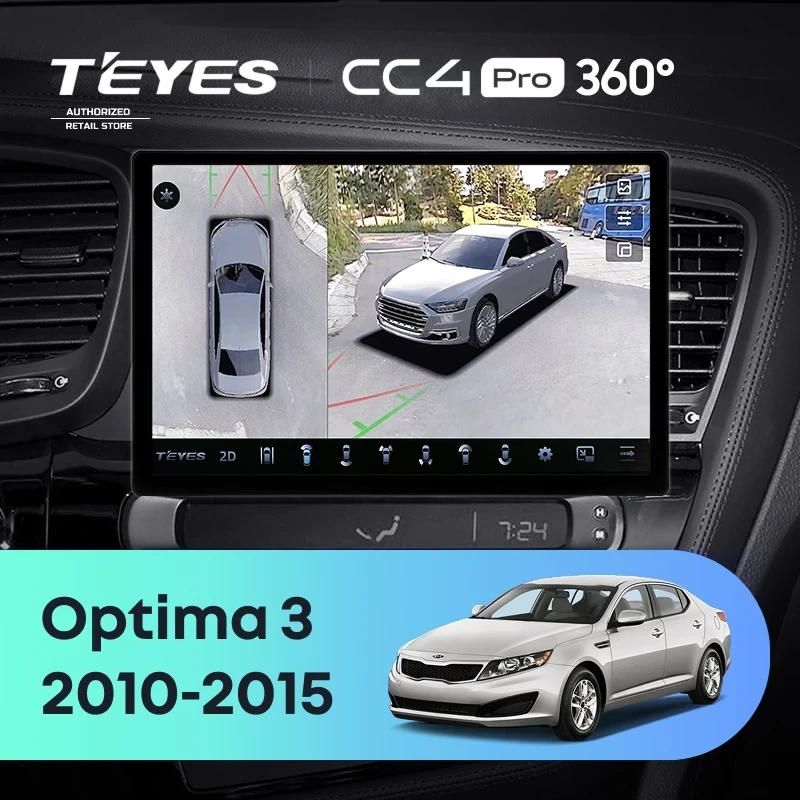 Штатная магнитола Teyes CC4 Pro 360 12/256 Kia Optima 3 TF (2010-2015) F2 (13")
