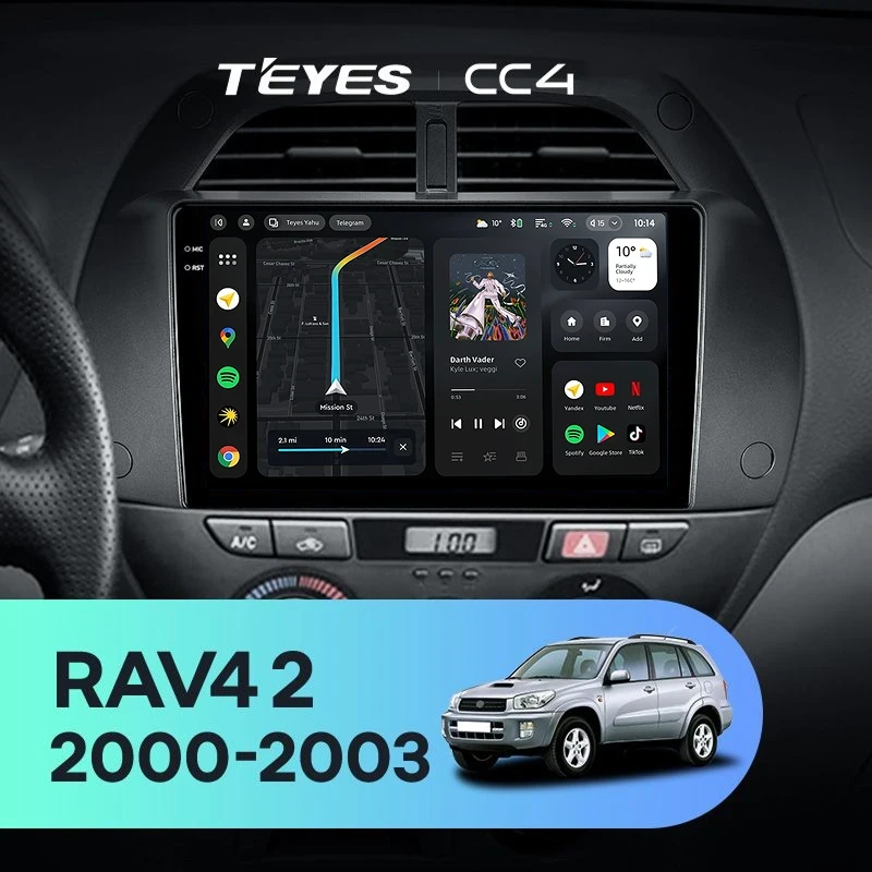 Штатная магнитола Teyes CC4 6/64 Toyota RAV4 2 CA20 (2000-2003) F3