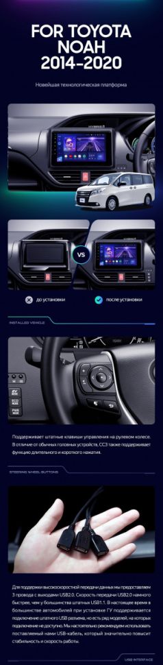 Штатная магнитола Teyes CC3 2K 6/128 Toyota Noah R80 (2014-2020) Правый руль