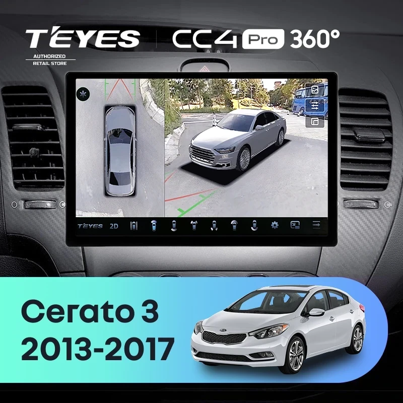 Штатная магнитола Teyes CC4 Pro 360 8/128 Kia Cerato 3 YD (2013-2017) F1 Тип-AB (13")