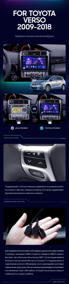 Штатная магнитола Teyes CC3L 4/32 Toyota Verso R20 (2009-2018) F1