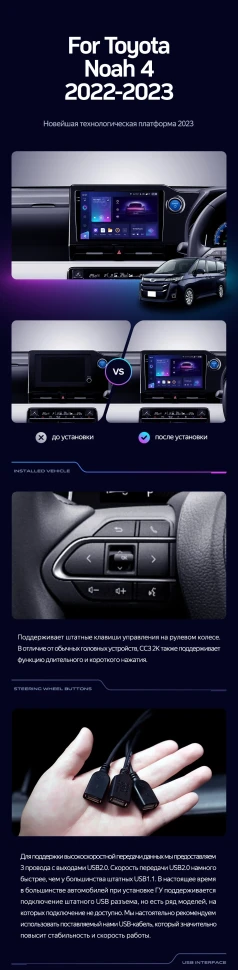 Штатная магнитола Teyes CC3 2K 360 6/128 Toyota Noah 4 R90 (2022-2023) Правый руль