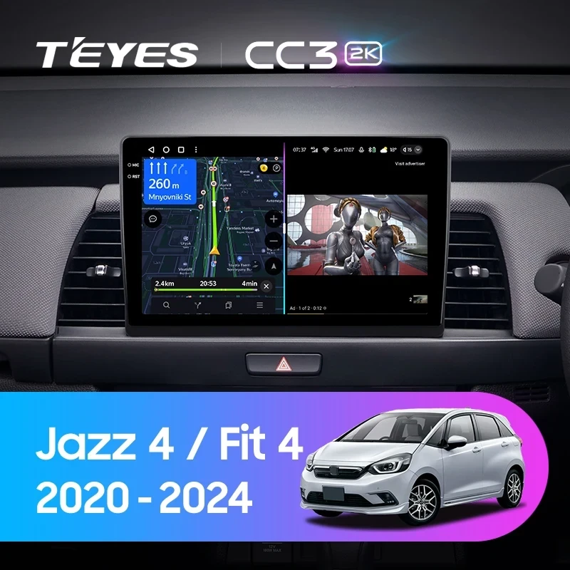 Штатная магнитола Teyes CC3 2K 4/32 Honda Jazz 4 (2020-2024) Тип-B Правый руль