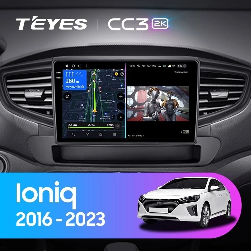 Штатная магнитола Teyes CC3 2K 4/32 Hyundai Ioniq AE (2016-2023) Тип-B