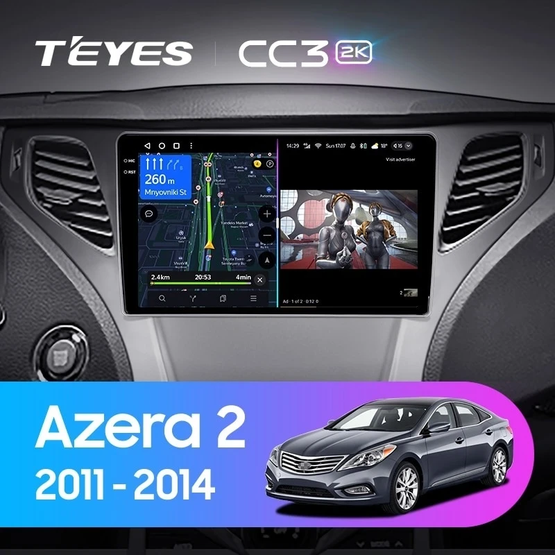 Штатная магнитола Teyes CC3 2K 4/32 Hyundai Azera 2 (2011-2014) F1