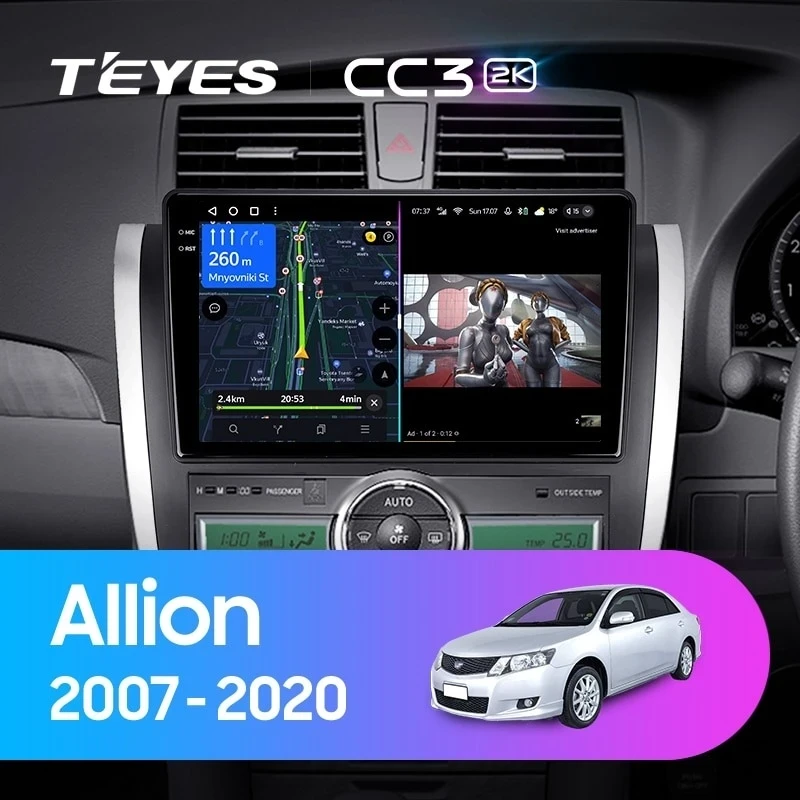 Штатная магнитола Teyes CC3 2K 6/128 Toyota Allion T260 (2007-2020) Правый руль