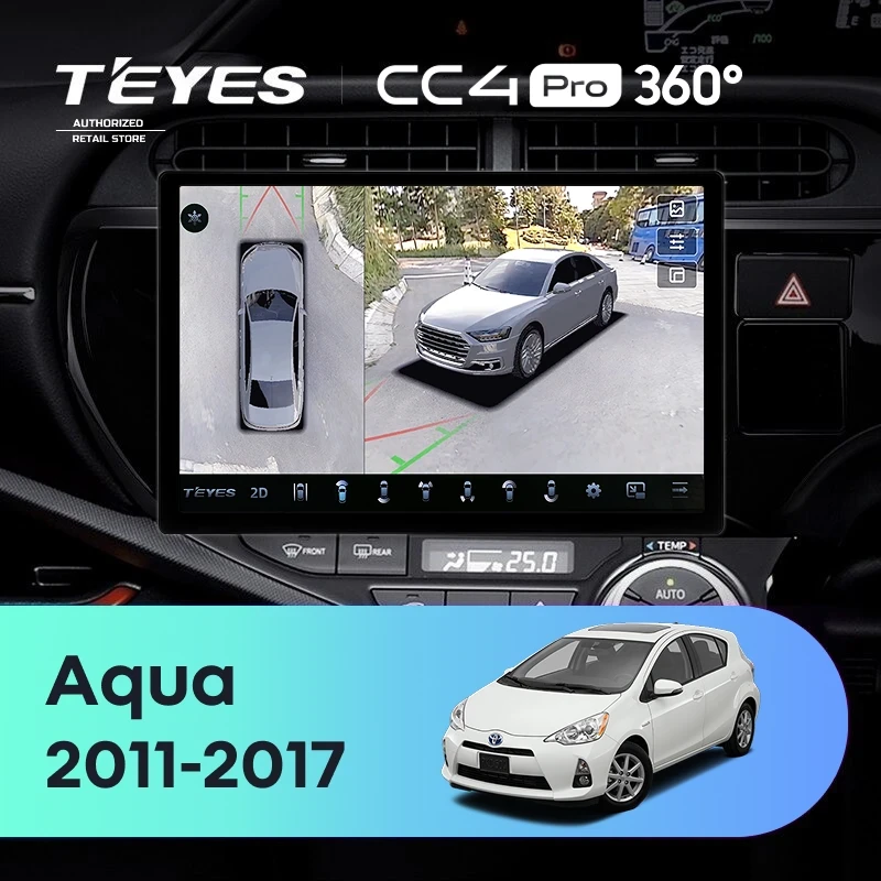 Штатная магнитола Teyes CC4 Pro 360 8/128 Toyota Aqua (2011-2017) Правый руль (11")