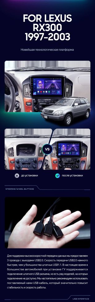 Штатная магнитола Teyes CC3 2K 6/128 Lexus RX300 XU10 (1997-2003) F1