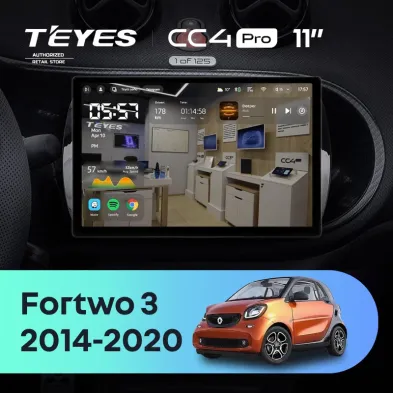 Штатная магнитола Teyes CC4 Pro 8/128 Mercedes-Benz Smart Fortwo 3 C453 A453 W453 (2014-2020) (11")