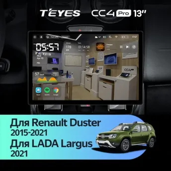 Штатная магнитола Teyes CC4 Pro 12/256 Renault Duster (2015-2021) F1 (13")