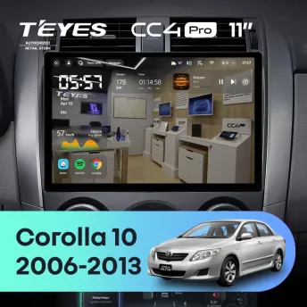 Штатная магнитола Teyes CC4 Pro 8/128 Toyota Corolla 10 E140 E150 (2006-2013) Тип-A (11")
