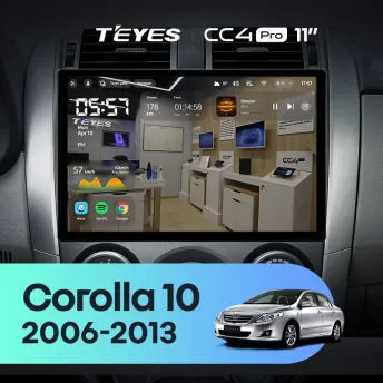 Штатная магнитола Teyes CC4 Pro 8/128 Toyota Corolla 10 E140 E150 (2006-2013) Тип-B (11")