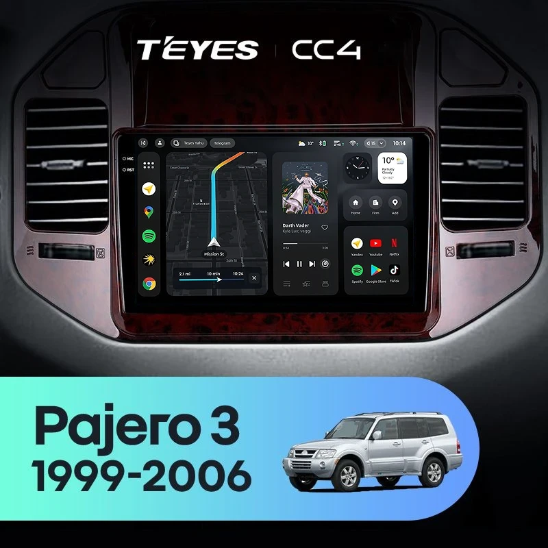 Штатная магнитола Teyes CC4 8/128 Mitsubishi Pajero 3 V70 V60 (1999-2006)