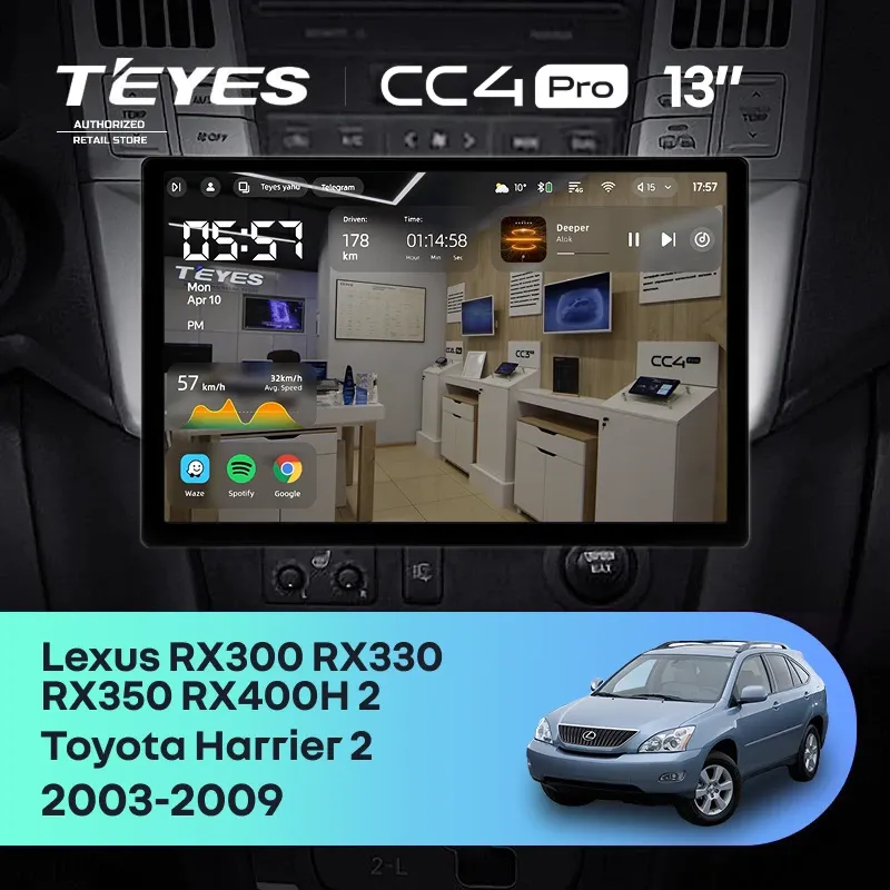 Штатная магнитола Teyes CC4 Pro 12/256 Toyota Harrier (2003-2009) F1 (13")