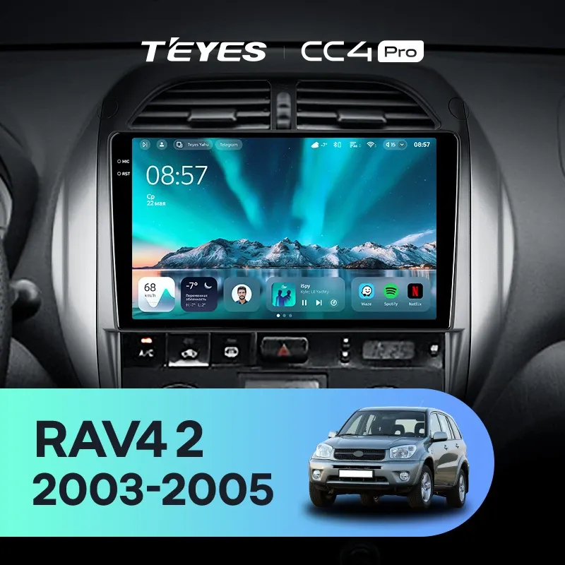 Штатная магнитола Teyes CC4 Pro 12/256 Toyota RAV4 2 CA20 CA20W XA20 (2003-2005) F4