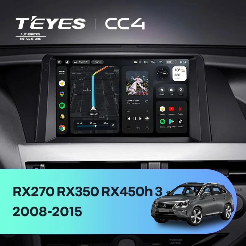 Штатная магнитола Teyes CC4 6/64 Lexus RX270 RX350 RX450h AL10 3 (2008-2015) Тип-A