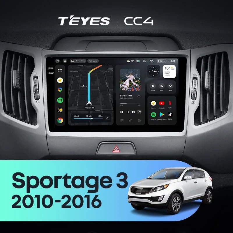 Штатная магнитола Teyes CC4 6/64 Kia Sportage 3 SL (2010-2016) Тип-C