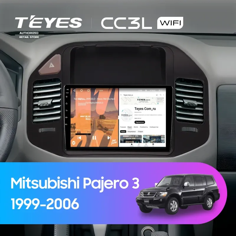 Штатная магнитола Teyes CC3L WiFi 2/32 Mitsubishi Pajero 3 (1999-2006) (черная)