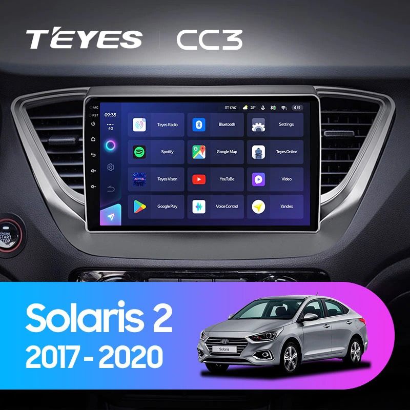 Штатная магнитола Teyes CC3 4/64 Hyundai Solaris 2 (2017-2020) F1 Тип-A