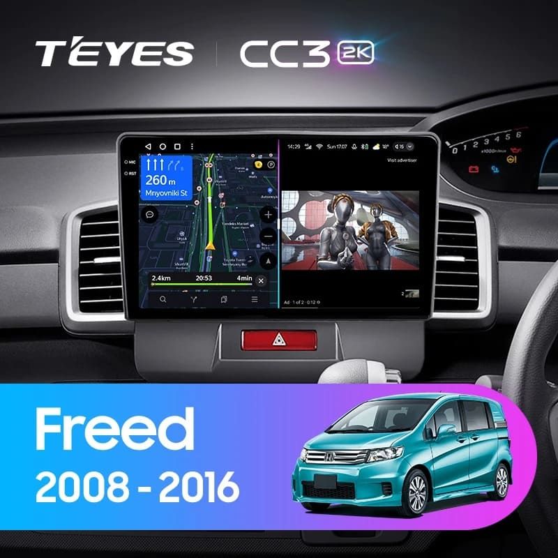 Штатная магнитола Teyes CC3 2K 4/64 Honda Freed 1 (2008-2016) F1 Правый руль