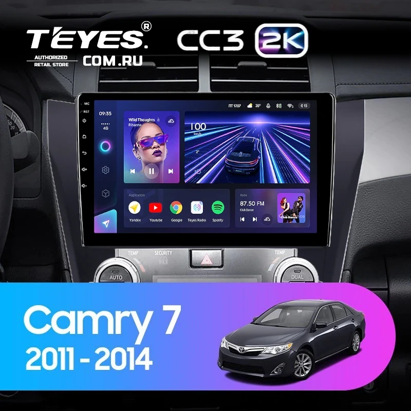 Штатная магнитола Teyes CC3 2K 4/64 Toyota Camry 7 XV 50 55 (2011-2014) (черная) F2
