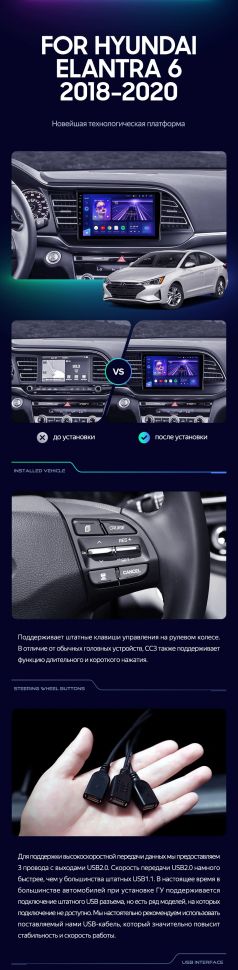 Штатная магнитола Teyes CC3L 4/32 Hyundai Elantra 6 (2018-2020) Тип-A