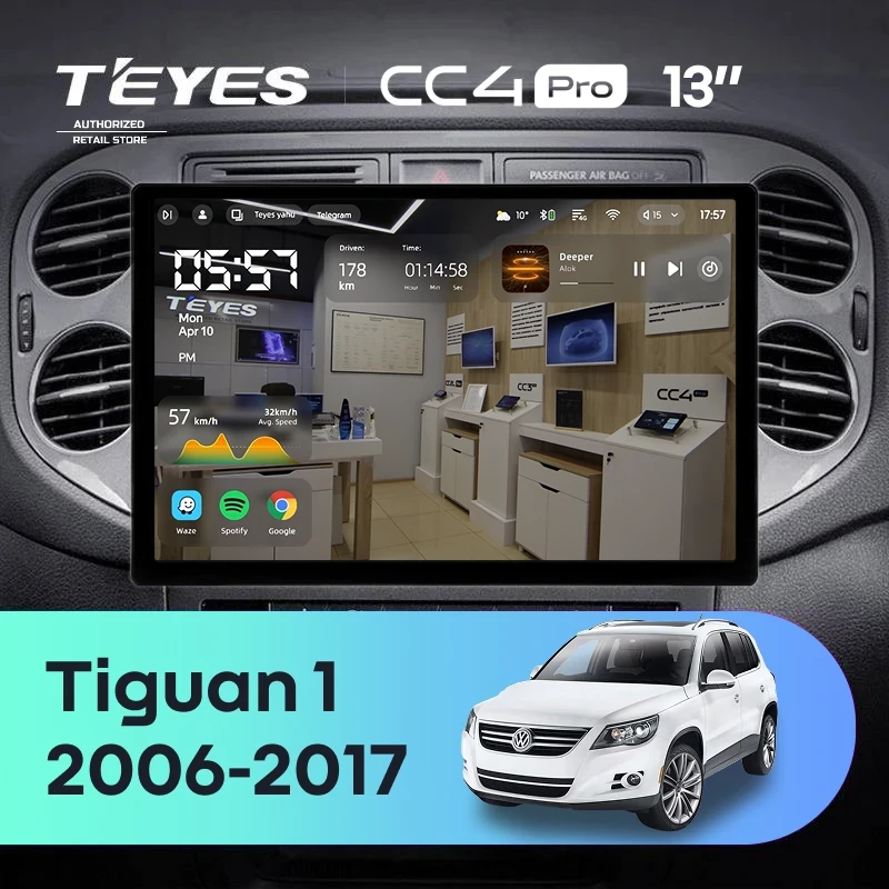 Штатная магнитола Teyes CC4 Pro 8/128 Volkswagen Tiguan 1 NF (2006-2017) F2 (13")