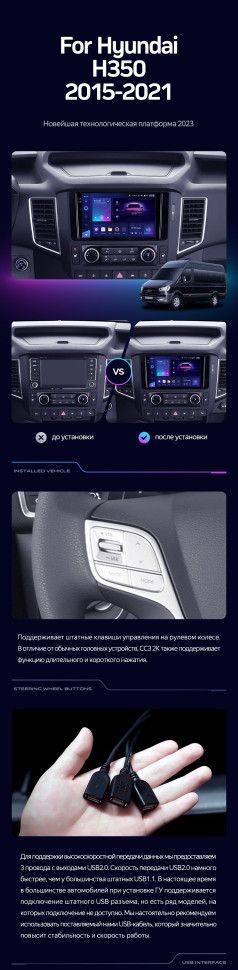 Штатная магнитола Teyes CC3L 4/64 Hyundai H350 (2015-2021)