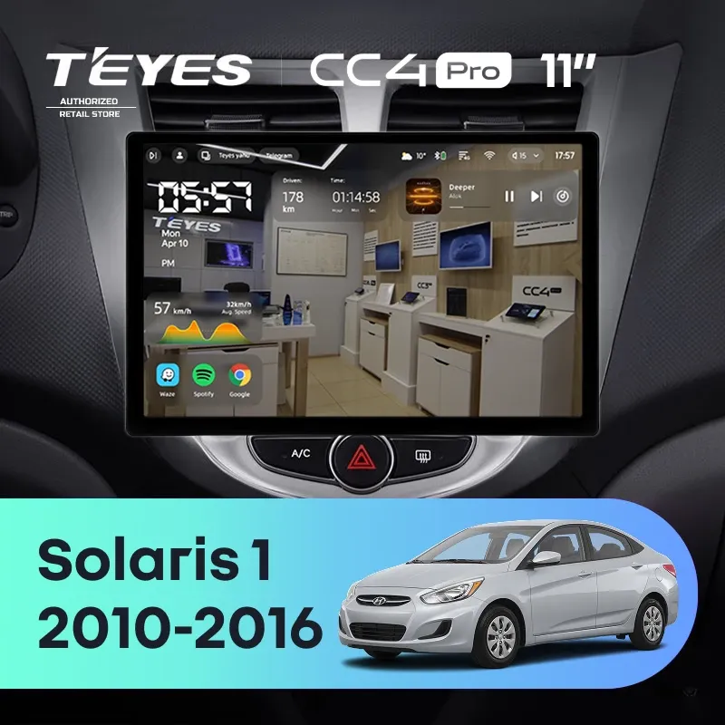 Штатная магнитола Teyes CC4 Pro 12/256 Hyundai Solaris 1 (2010-2016) F1 (11")