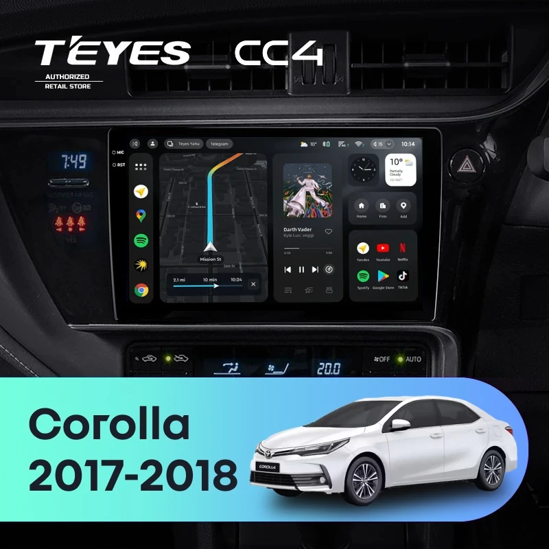 Штатная магнитола Teyes CC4 8/128 Toyota Corolla (2017-2018) Тип-B