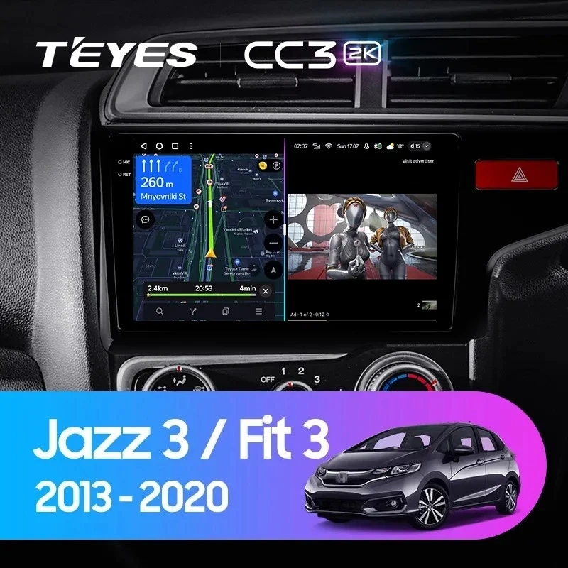 Штатная магнитола Teyes CC3 2K 4/64 Honda Jazz 3 (2015-2020) Тип-A Правый руль