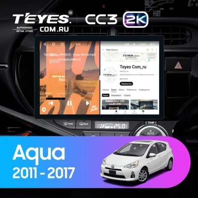 Штатная магнитола Teyes CC3 2K 4/64 Toyota Aqua (2011-2017) Правый руль (11")