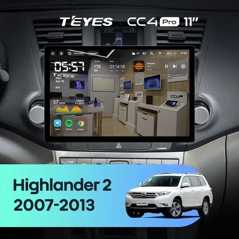 Штатная магнитола Teyes CC4 Pro 8/128 Toyota Highlander 2 XU40 (2007-2013) F2 (11")