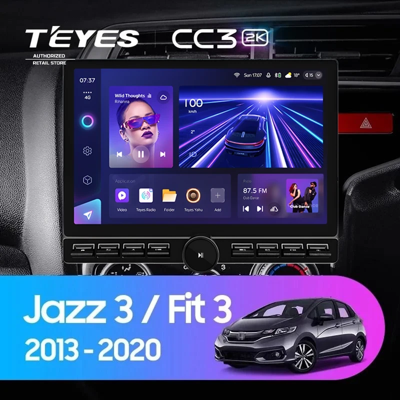 Штатная магнитола Teyes CC3 2K 6/128 Honda Jazz 3 (2015-2020) Тип-B Правый руль (13" с кнопками)
