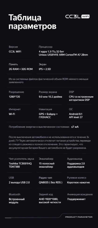 Штатная магнитола Teyes CC3L WiFi 2/32 Hyundai Santa Fe SM (2000-2012)