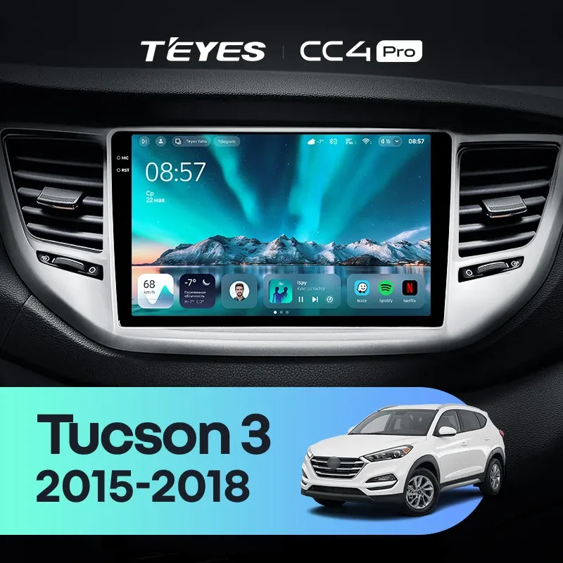Штатная магнитола Teyes CC4 Pro 8/128 Hyundai Tucson 3 (2015-2018) Тип-A