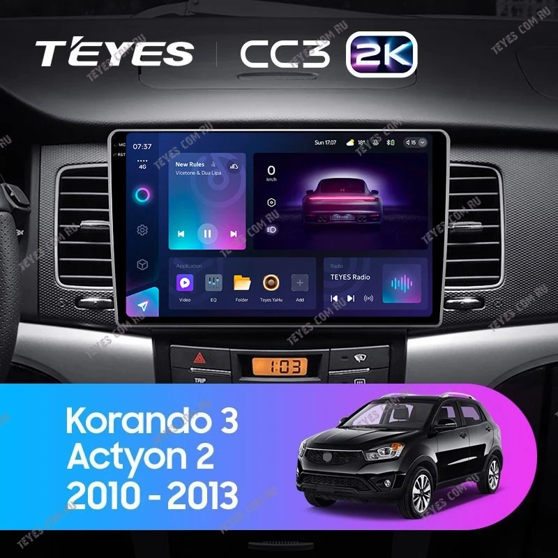 Штатная магнитола Teyes CC3 2K 4/64 SsangYong Korando 3 Actyon 2 (2010-2013)