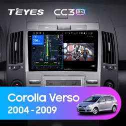 Штатная магнитола Teyes CC3 2K 4/32 Toyota Corolla Verso AR10 (2004-2009) F2