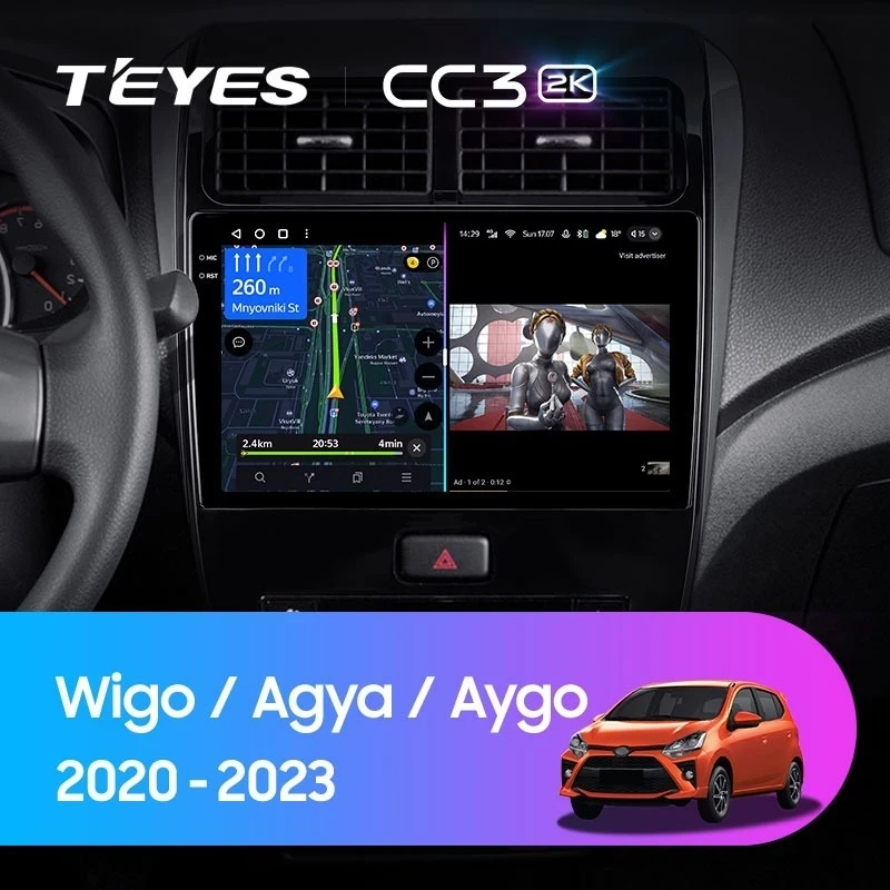 Штатная магнитола Teyes CC3 2K 4/32 Toyota Wigo/Agya (2020-2023) F1