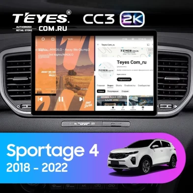 Штатная магнитола Teyes CC3 2K 4/64 Kia Sportage 4 QL (2018-2022) Тип-A (13")
