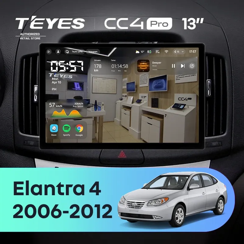 Штатная магнитола Teyes CC4 Pro 12/256 Hyundai Elantra 4 HD (2006-2012) (13")
