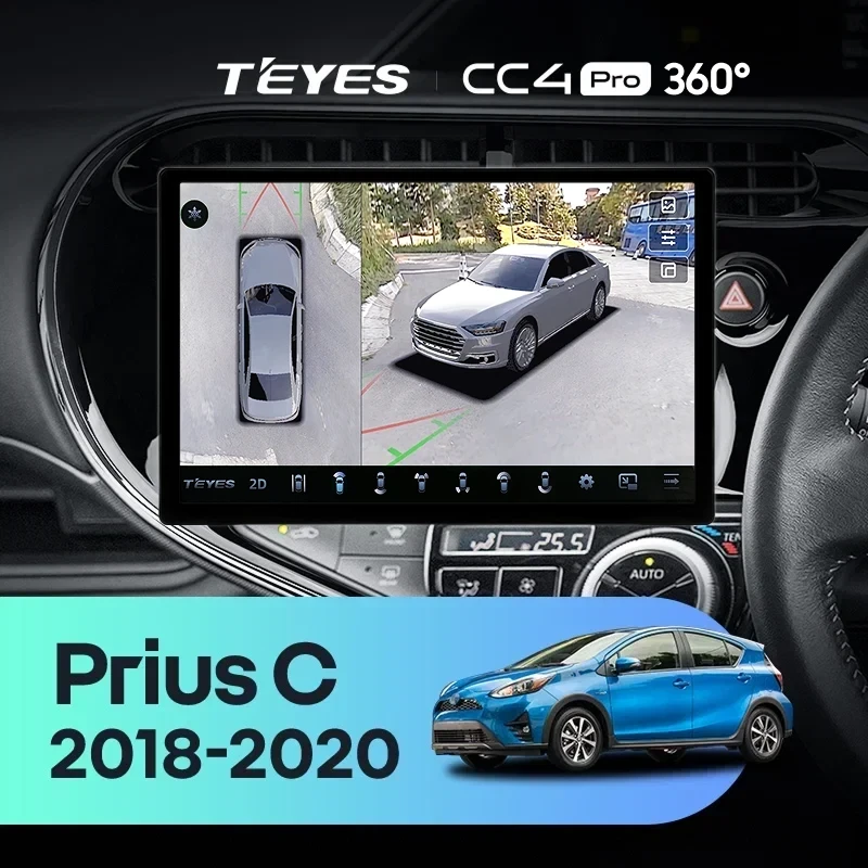 Штатная магнитола Teyes CC4 Pro 360 12/256 Toyota Prius C (2018-2020) Правый руль (11")