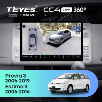 Штатная магнитола Teyes CC4 Pro 360 8/128 Toyota Previa XR50 3 (2006-2019) Правый руль (11")