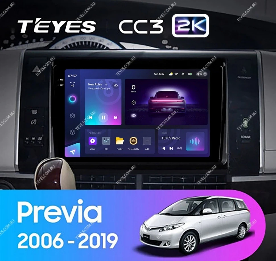 Штатная магнитола Teyes CC3 2K 360 6/128 Toyota Previa XR50 (2006-2019)
