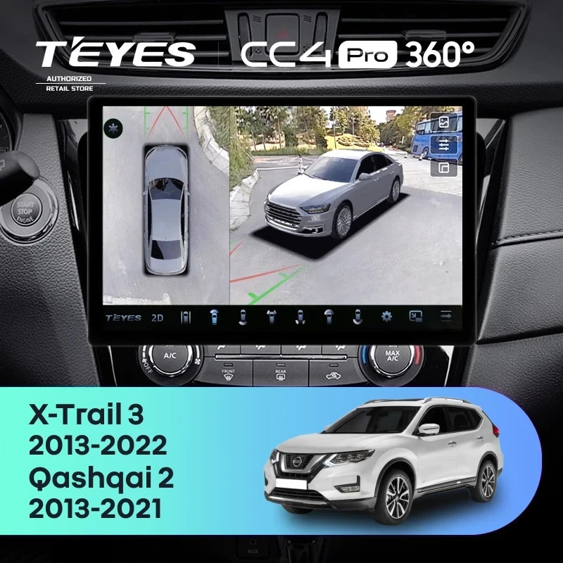 Штатная магнитола Teyes CC4 Pro 360 8/128 Nissan Qashqai 2 (2013-2021) F2 Тип-AВ (13")