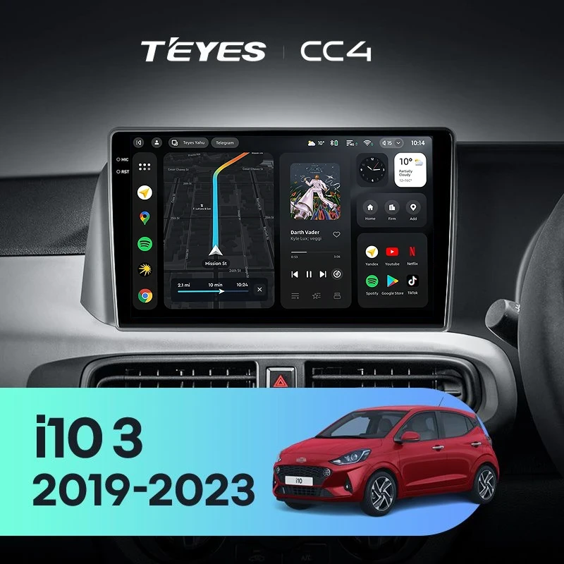 Штатная магнитола Teyes CC4 6/64 Hyundai i10 3 (2019-2023) Правый руль