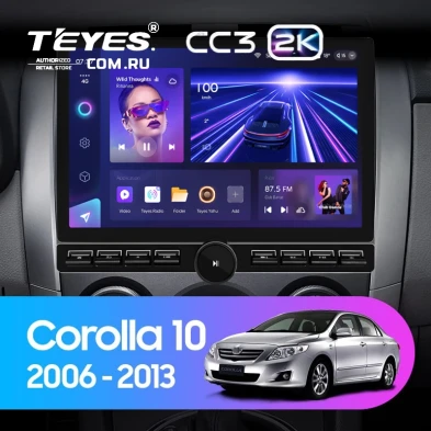 Штатная магнитола Teyes CC3 2K 6/128 Toyota Corolla 10 E140 E150 (2006-2013) Тип-B (13" с кнопками)