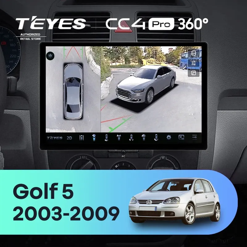 Штатная магнитола Teyes CC4 Pro 360 8/128 Volkswagen Golf 5 (2003-2009) F2 (13")