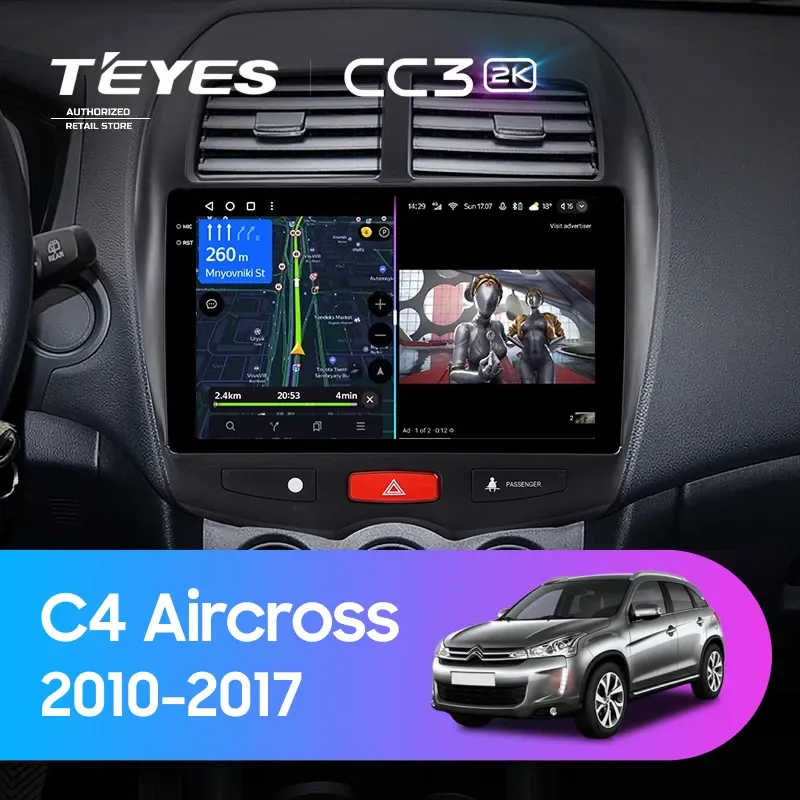 Штатная магнитола Teyes CC3 2K 4/64 Citroen C4 Aircross (2010-2017) Тип-A