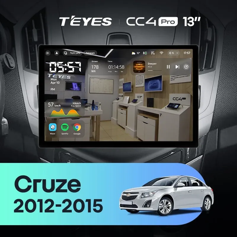 Штатная магнитола Teyes CC4 Pro 8/128 Chevrolet Cruze J300 J308 (2012-2015) F1 (13")